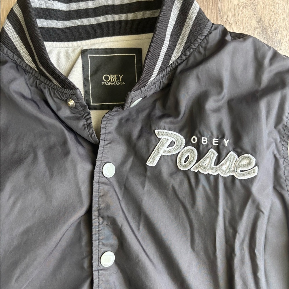 Obey Varsity Posse Black and White Jacket Sz.M - Picture 3 of 10